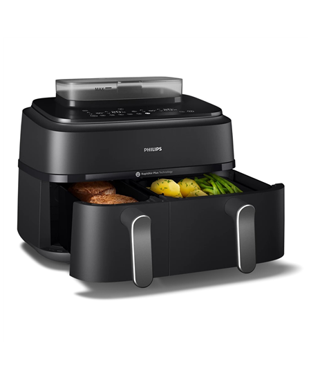Philips | Dual Basket Airfryer | NA551/00 5000 Series | Power 2750 W | Capacity 9 L | RapidAir Plus and Air Steam | Black