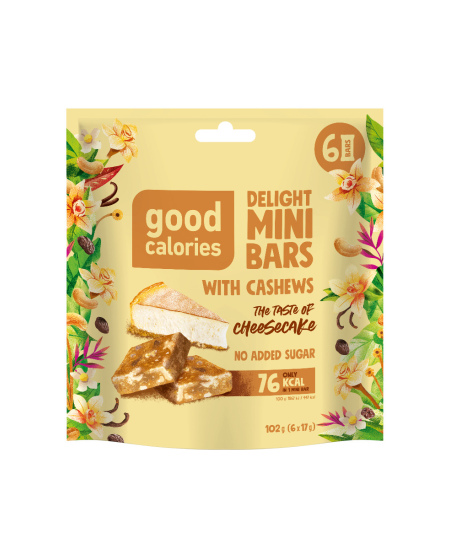 Mini riešutų batonėliai GOOD CALORIES sūrio pyrago skonio, 102 g