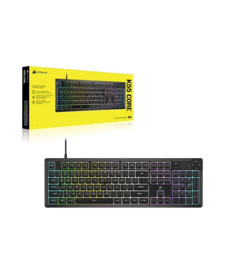 Corsair K55 CORE RGB | Gaming keyboard | Wired | NA | Black | USB 2.0 Type-A
