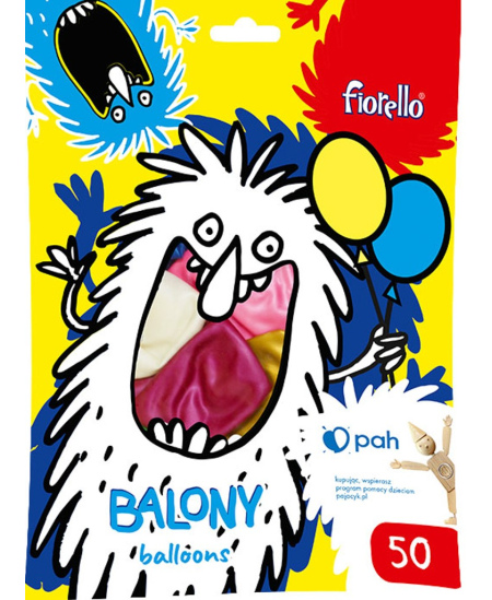 Balionai FIORELLO, blizgūs, įvairių spalvų, 30 cm, 50 vnt.