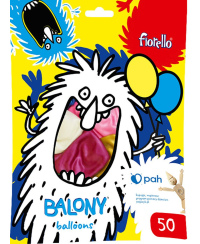 Balionai FIORELLO, blizgūs, įvairių spalvų, 30 cm, 50 vnt.