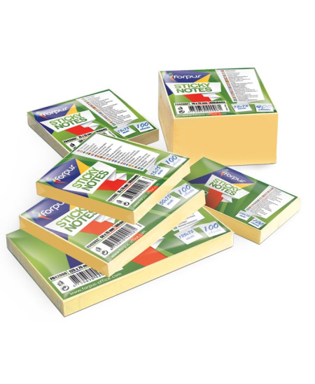 Lipnūs lapeliai FORPUS, 75x75 mm, 400 lapelių, geltoni