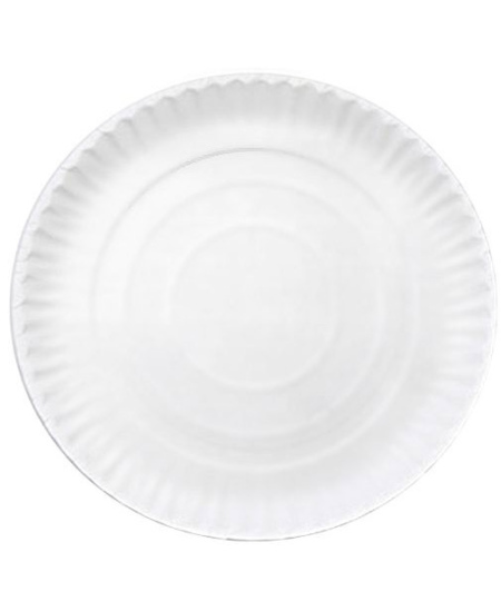 Vienkartinės popierinės lėkštės, 25 cm, baltos, 100 vnt.