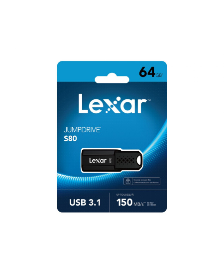 Lexar Flash drive JumpDrive S80 64 GB, USB 3.1, Black, 60 MB/s, 150 MB/s