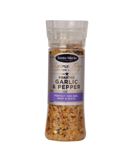 Skrudintų česnakų ir pipirų prieskonių mišinys, SANTA MARIA, malūnėlis, 265 g