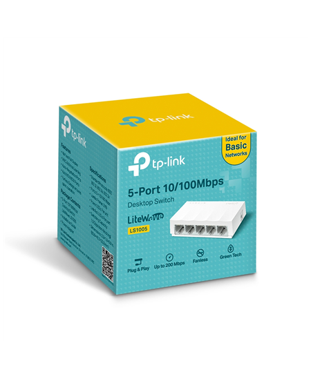 TP-LINK 5-Port 10/100Mbps Desktop Network Switch LS1005 Unmanaged, Desktop