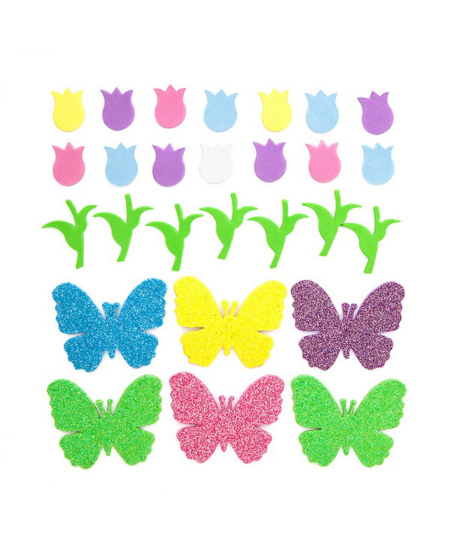 Lipdukai iš putų TULPĖS ir DRUGELIAI 92vnt