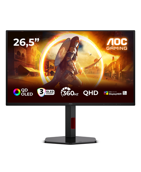 AOC Q27G4SDR | 27 " | QD-OLED | QHD | 16:9 | 360 Hz | 0.03 ms | 2560 x 1440 pixels | 1000 cd/m² | HDMI ports quantity 2 | 
