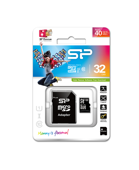Silicon Power 32 GB, MicroSDHC, Flash memory class 10, SD adapter