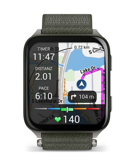 Garmin Venu X1 Išmanusis laikrodis Moss, Titanium Caseback / Moss ComfortFit Nylon Band