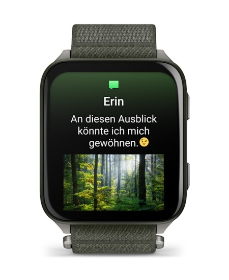 Garmin Venu X1 Išmanusis laikrodis Moss, Titanium Caseback / Moss ComfortFit Nylon Band
