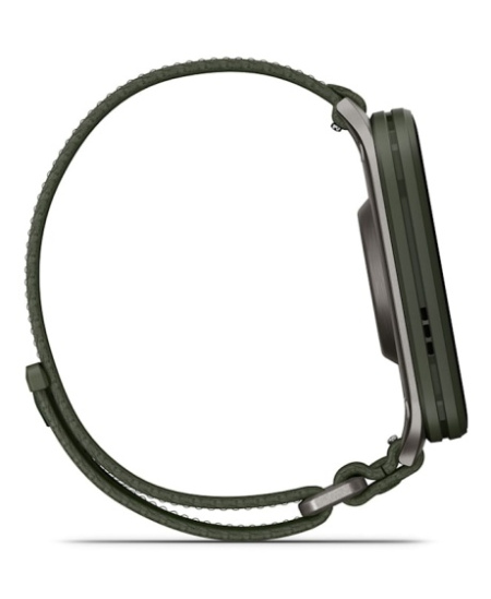Garmin Venu X1 Išmanusis laikrodis Moss, Titanium Caseback / Moss ComfortFit Nylon Band