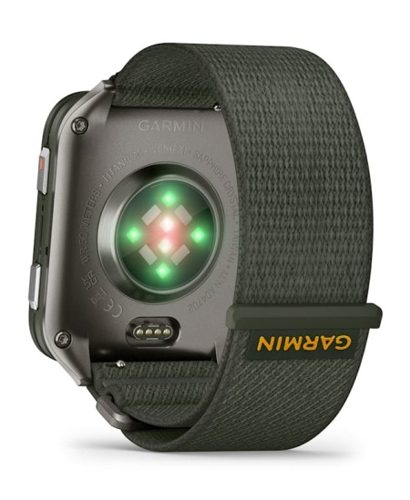 Garmin Venu X1 Išmanusis laikrodis Moss, Titanium Caseback / Moss ComfortFit Nylon Band