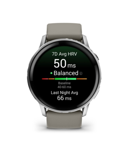Garmin Venu 4 Išmanusis laikrodis 45 mm Silver / Silver Gray Silicone Band