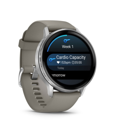 Garmin Venu 4 Išmanusis laikrodis 45 mm Silver / Silver Gray Silicone Band