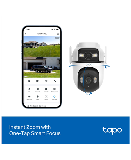 TP-LINK | Dual Lens Security Wi-Fi Camera | Tapo C545D | Dome | 3 MP | 6mm | IP66 | H.264 | MicroSD, up to 512 GB