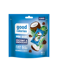 Mini riešutų batonėliai GOOD CALORIES su kokosais ir šokoladu, 102 g