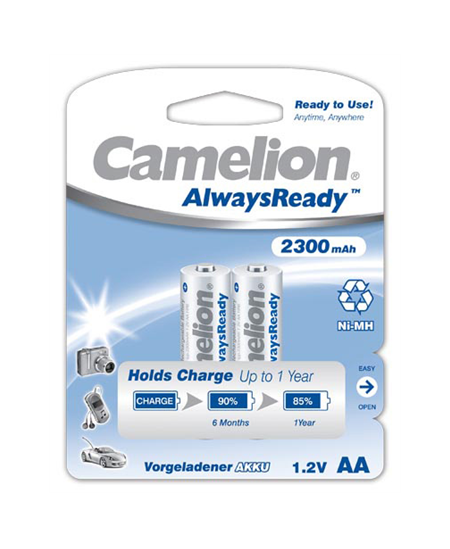 Camelion AA/HR6, 2300 mAh, AlwaysReady Rechargeable Batteries Ni-MH, 2 pc(s)