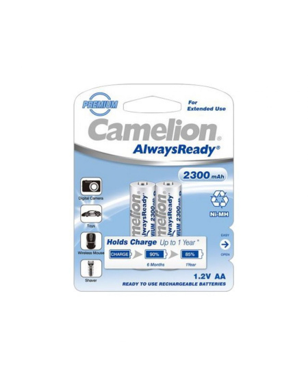 Camelion AA/HR6, 2300 mAh, AlwaysReady Rechargeable Batteries Ni-MH, 2 pc(s)