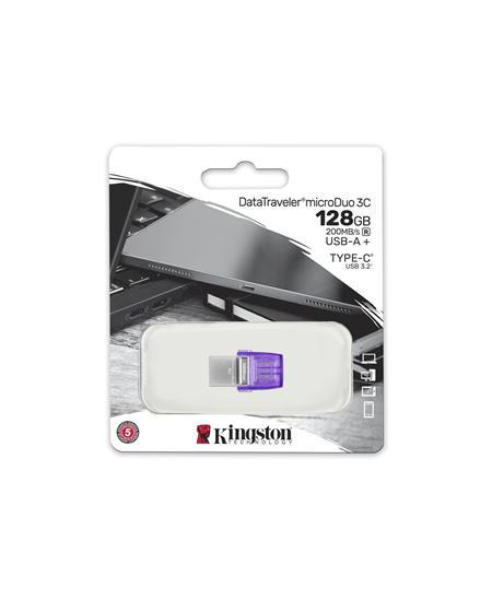 Kingston | DataTraveler | DT Micro Duo 3C | 128 GB | USB Type-C and Type-A | Purple