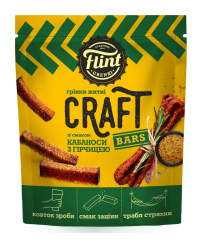 Duonos traškučiai FLINT, Craft, kabanosių ir garstyčių skonio, 80 g
