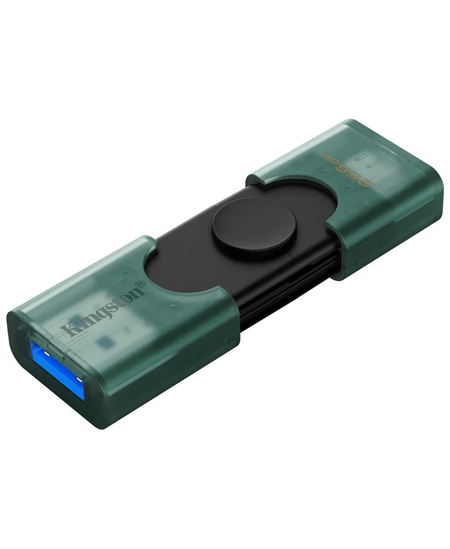 Kingston USB Flash Drive | DataTraveler Duo | 256 GB | USB Type-A and USB Type-C | Black/Green