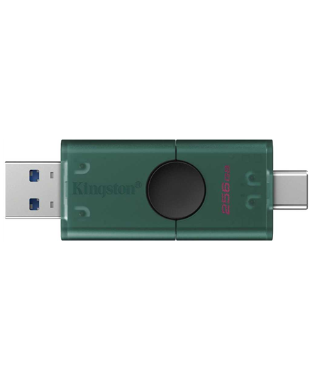 Kingston USB Flash Drive | DataTraveler Duo | 256 GB | USB Type-A and USB Type-C | Black/Green