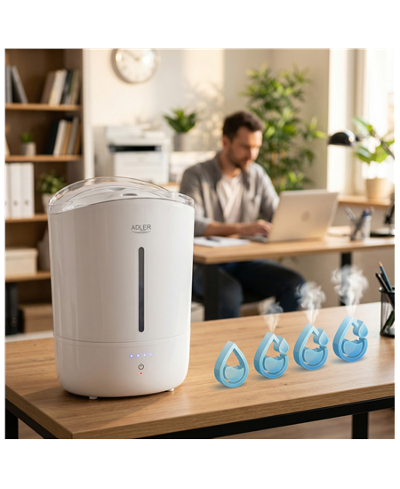 Adler Humidifier | AD 7971 | 30 W | Water tank capacity 5 L | Ultrasonic | Humidification capacity 100-250 ml/hr | White
