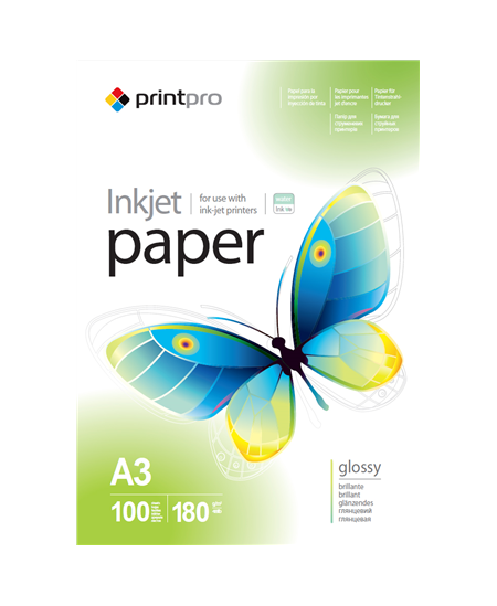 Photo paper PrintPro, 100 sheets | 180 g/m² | A3 | High Glossy