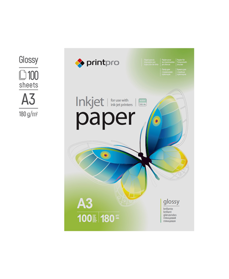 Photo paper PrintPro, 100 sheets | 180 g/m² | A3 | High Glossy