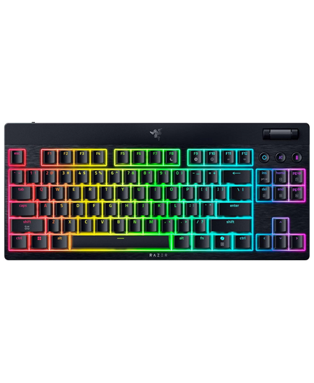 Razer | BlackWidow V4 Low-Profile Tenkeyless HyperSpeed | Keyboard | Wireless | US | Bluetooth | Black | Green Switches