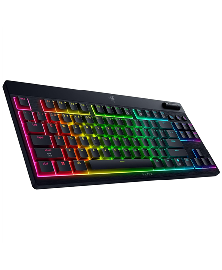 Razer | BlackWidow V4 Low-Profile Tenkeyless HyperSpeed | Keyboard | Wireless | US | Bluetooth | Black | Green Switches