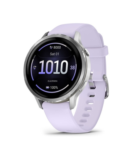 Garmin Venu 4 Išmanusis laikrodis 41 mm Silver / Periwinkle Silicone Band