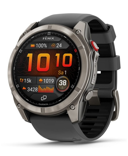 Garmin Fenix 8 Pro Išmanusis laikrodis 51 mm AMOLED Sapphire, Titanium, Graphite/Black silicone band