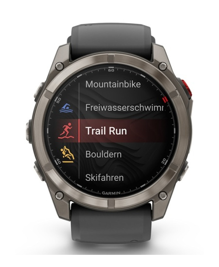 Garmin Fenix 8 Pro Išmanusis laikrodis 51 mm AMOLED Sapphire, Titanium, Graphite/Black silicone band