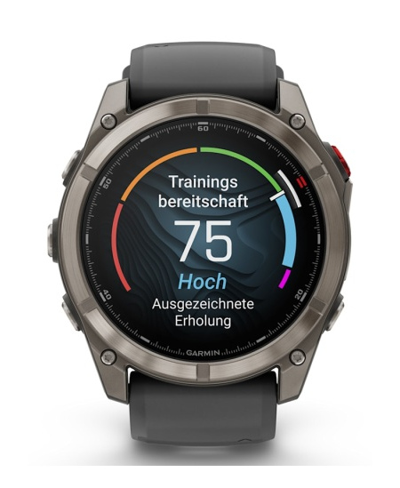 Garmin Fenix 8 Pro Išmanusis laikrodis 51 mm AMOLED Sapphire, Titanium, Graphite/Black silicone band