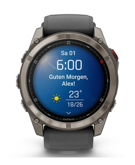 Garmin Fenix 8 Pro Išmanusis laikrodis 51 mm AMOLED Sapphire, Titanium, Graphite/Black silicone band