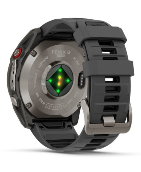 Garmin Fenix 8 Pro Išmanusis laikrodis 51 mm AMOLED Sapphire, Titanium, Graphite/Black silicone band