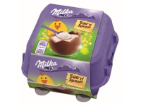 Šokoladiniai kiaušiniai MILKA, su pieniniu kremo įdaru ir šaukšteliu, 136 g