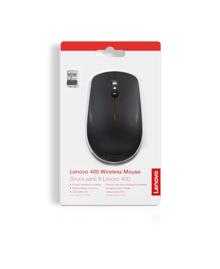 Lenovo | Wireless Mouse | 400 | Wireless mouse | Wireless | 2.4 GHz Wireless via Nano USB | Black | 1 year(s)
