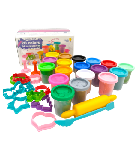 Kūrybinis natūralaus plastilino-modelino rinkinys Fantazijų puokštė GENIO KIDS, 20 spalvų