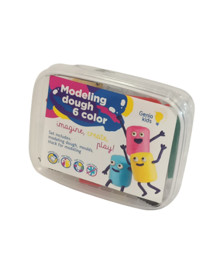 Natūralus plastilinas-modelinas GENIO KIDS su formelėmis, 6 spalvos