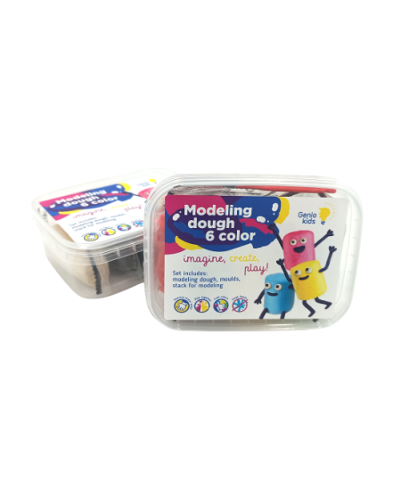 Natūralus plastilinas-modelinas GENIO KIDS su formelėmis, 6 spalvos