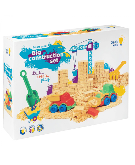 Rinkinys GENIO KIDS išmanusis smėlis su smėliadėže Big Construction, 1 kg