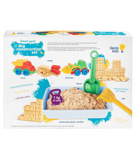 Rinkinys GENIO KIDS išmanusis smėlis su smėliadėže Big Construction, 1 kg