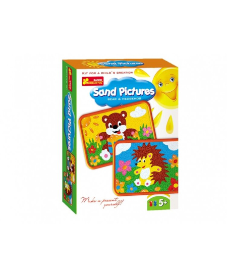 Kūrybinis rinkinis Piešimas smėliu Meškiukas ir Ežiukas RANOK, 2 paveiksliukai