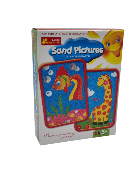 Kūrybinis rinkinis Piešimas smėliu Žuvytė ir Žirafa RANOK, 2 paveiksliukai