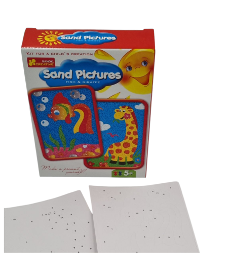 Kūrybinis rinkinis Piešimas smėliu Žuvytė ir Žirafa RANOK, 2 paveiksliukai
