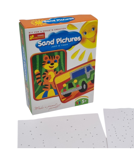 Kūrybinis rinkinis Piešimas smėliu Džipas ir Tigriukas RANOK, 2 paveiksliukai