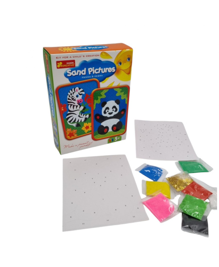 Kūrybinis rinkinis Piešimas smėliu Panda ir Zebras RANOK, 2 paveiksliukai